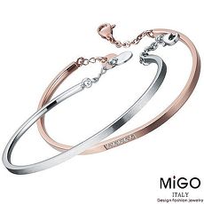 預購【儷禾柏珠寶】 MiGO 白鋼 晶漾 手環 SB328