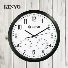 KINYO溫濕度計靜音掛鐘CL130