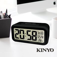 KINYO簡約光控聰明鐘TD331(黑)