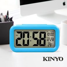 KINYO簡約光控聰明鐘TD331(藍)