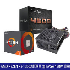【組合包】AMD Ryzen 3-1300X四核心+EVGA 450W 80+銅牌 POWER