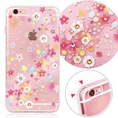 KnowStar APPLE iPhone 6s Plus 5.5吋 奧地利水晶彩繪防摔氣墊手機鑽殼-千本櫻