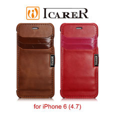 ICARER 插卡復古系列 iPhone6/6S 磁扣側掀 手工真皮皮套