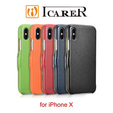 ICARER 奢華系列 iPhone XS / X 磁扣側掀 手工真皮皮套