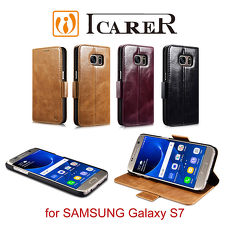 ICARER 寶鑽系列 SAMSUNG Galaxy S7 錢包背蓋二合一 手工真皮皮套
