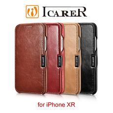 ICARER 復古系列 iPhone XR 磁扣側掀 手工真皮皮套