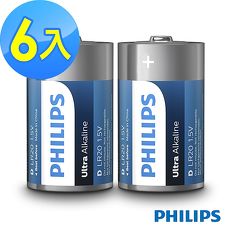 PHILIPS飛利浦 1號超鹼電池 6顆