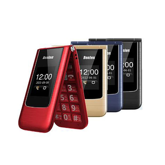 【贈原廠電池】Benten F62+ 雙螢幕 4G 摺疊按鍵式手機 老人機紅色