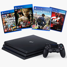 PS4 Pro 主機+《贈:精選遊戲四選一》俠盜獵車手5、看門狗 2、GT跑車浪漫旅競速、NBA 2K19