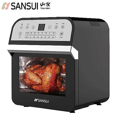 【SANSUI】12L旋風溫控智能氣炸烤箱SAF-553N(黑)-豪華版 (門號綁約優惠)