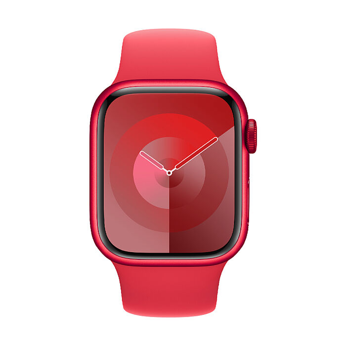 【母親節優惠】Apple Watch S9 GPS版 41mm(S/M)紅色鋁金屬錶殼配紅色運動錶帶(MRXG3TA/A)