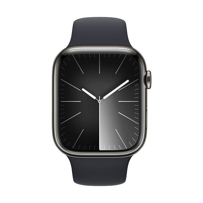 Apple Watch S9 LTE版 41mm(M/L)石墨色不鏽鋼錶殼配午夜色運動錶帶(MRJ93TA/A)
