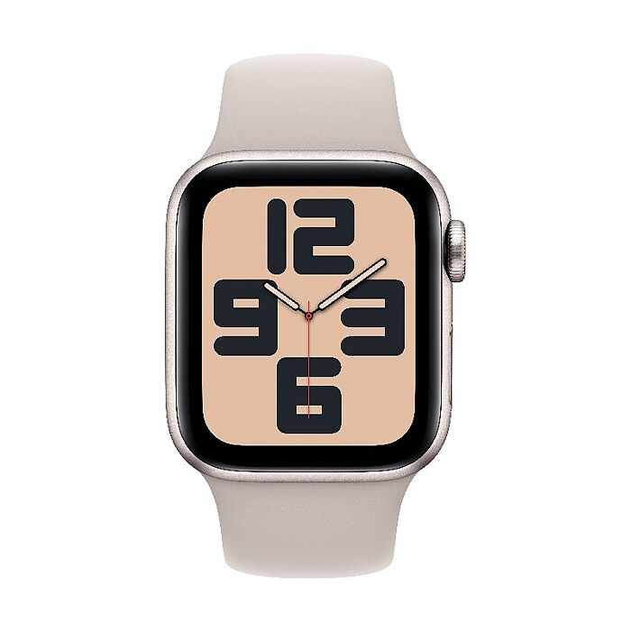 Apple Watch SE(2023) GPS版 44mm(M/L)星光色鋁金屬錶殼配星光色運動錶帶(MRE53TA/A)