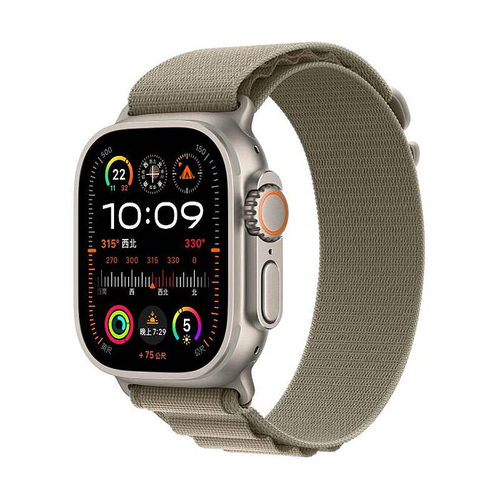 Apple Watch Ultra 2 LTE版 49mm(L)鈦金屬錶殼配橄欖色高山錶環(MRF03TA/A)