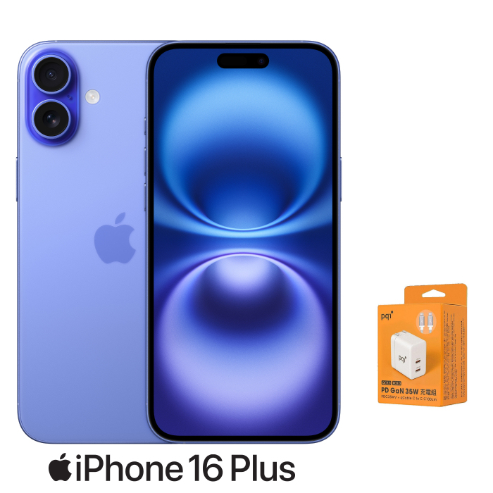 APPLE iPhone 16 Plus 256G (湛海藍)(5G)【送PQI 35W充電組】