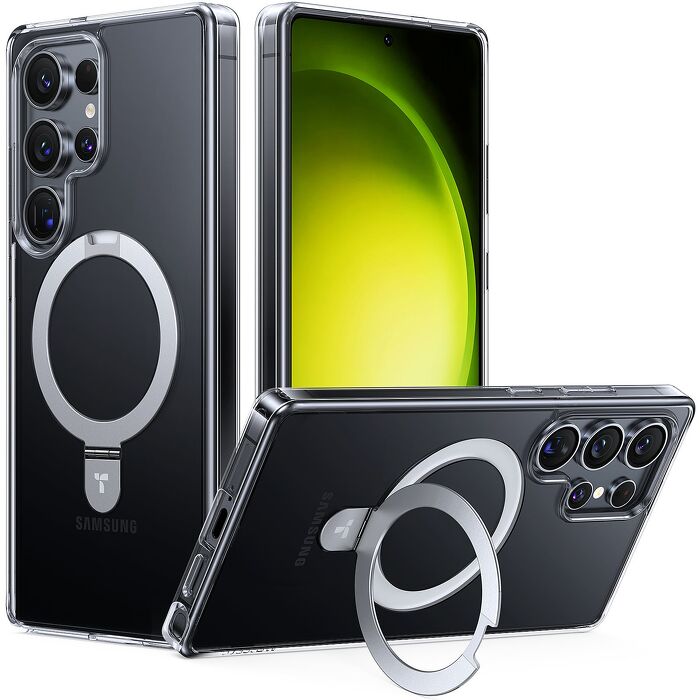 Samsung S25 Ultra TORRAS Ostand MagSafe支架防摔手機殼-透明