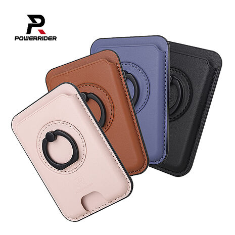 【出清下殺】PowerRider B2 MagSafe 磁吸指環卡套 PU皮革 信用卡收納卡包黑色