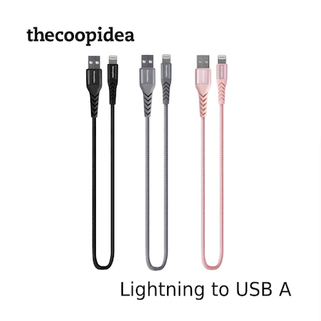 thecoopidea Lightning 快速充電傳輸線 尼龍編織線材 1.2M黑
