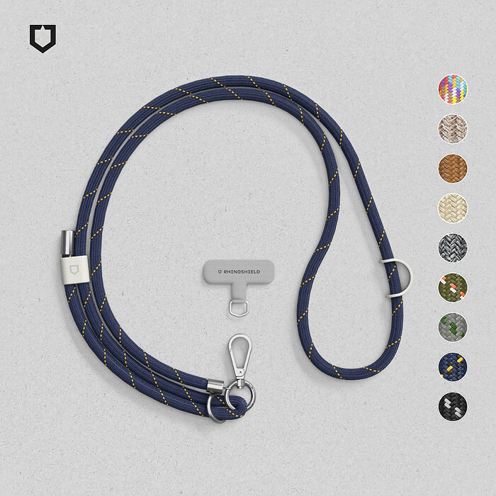RHINOSHIELD 犀牛盾 編織手機掛繩組合-背帶式[手機掛繩+掛繩夾片](Apple/Android適用)宇宙黑+掛片