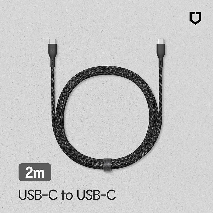 RHINOSHIELD 犀牛盾 USB-C to USB-C 黑色編織傳輸/充電線 2公尺(Android/iPad適用Type C)