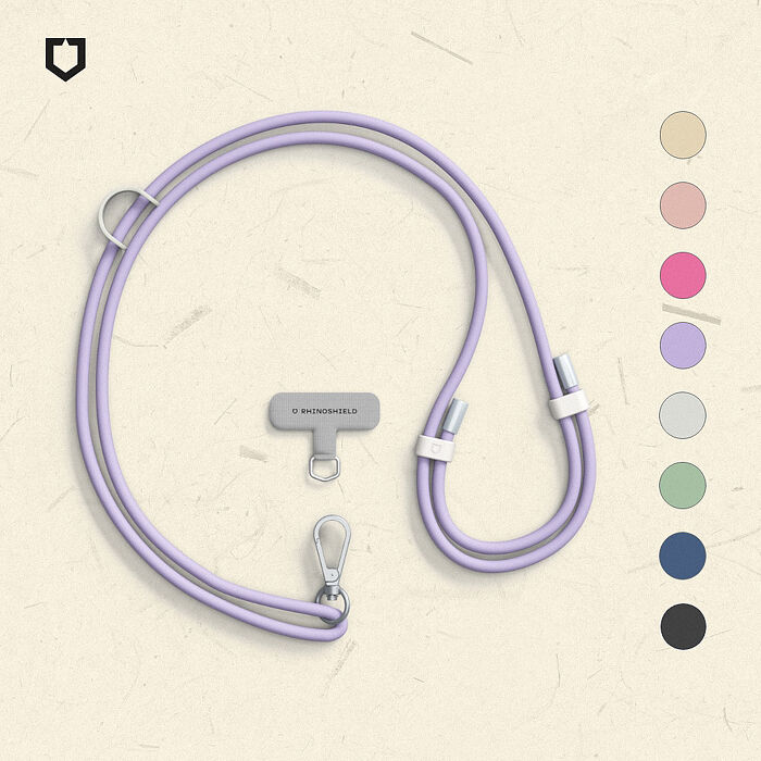 RHINOSHIELD 犀牛盾抗敏手機掛繩組合-背帶式[手機掛繩+掛繩夾片](Apple/Android適用)紫羅蘭+掛片