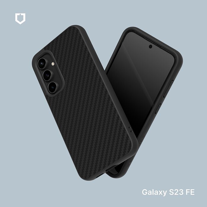 RHINOSHIELD 犀牛盾 Samsung Galaxy S23 FE SolidSuit 碳纖維紋路防摔背蓋手機保護殼 - 黑色