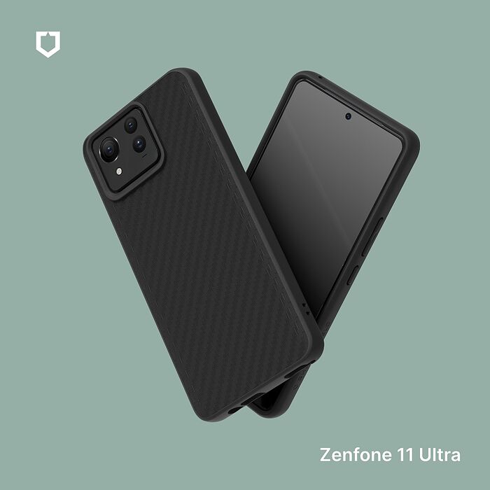 RHINOSHIELD 犀牛盾 ASUS Zenfone 11 Ultra SolidSuit 碳纖維紋路防摔背蓋手機保護殼 - 黑色