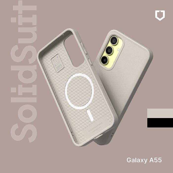 RHINOSHIELD 犀牛盾 Samsung Galaxy A55 SolidSuit MagSafe兼容 磁吸手機保護殼貝殼灰