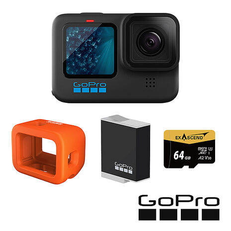GoPro HERO 11 Black 水上活動套組 (HERO11單機+Floaty防沉漂浮套+Enduro原廠充電電池+64G記憶卡) 公司貨
