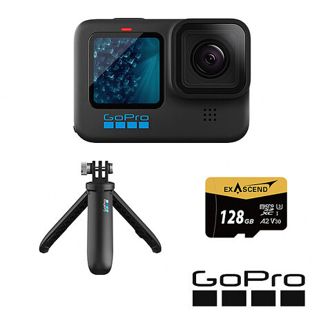 GoPro HERO 11 Black 手持128G套組 (HERO11單機+Shorty迷你延長桿+腳架+128G記憶卡) 公司貨
