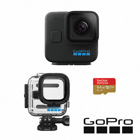 GoPro HERO 11 Black Mini 潛水套組(HERO11Mini單機+Mini專用60米潛水殼+64G記憶卡) 公司貨
