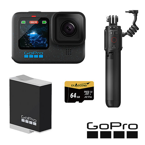 GoPro HERO 12 Black Volta電量組 (HERO12單機+Enduro原廠充電電池+Volta 電池握把+64G記憶卡) 公司貨