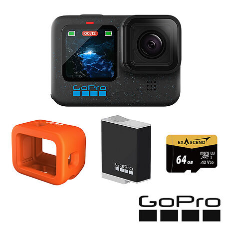 GoPro HERO 12 Black 水上活動套組 (HERO12單機+Floaty防沉漂浮套+Enduro原廠充電電池+64G記憶卡) 公司貨