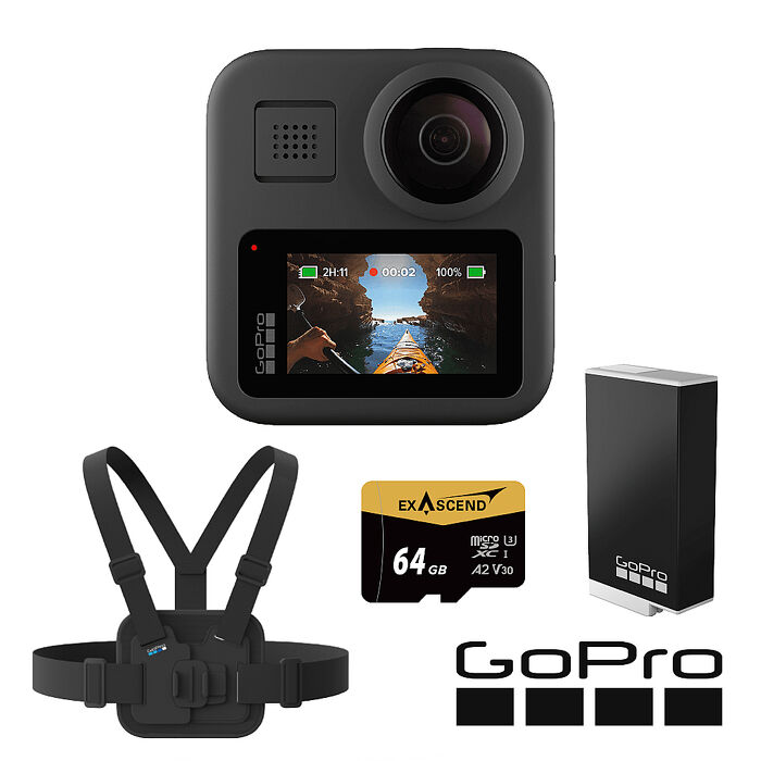 GoPro MAX 解放雙手套組 CHDHZ-203-RW (MAX單機+MAX Enduro 高續航電池+胸前綁帶+64G記憶卡) 公司貨