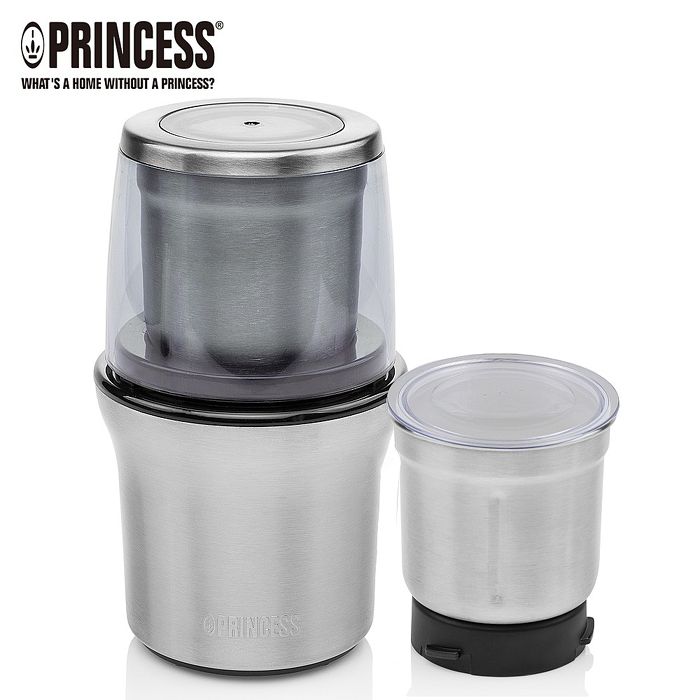 PRINCESS荷蘭公主 不鏽鋼雙杯乾溼研磨機/附防噴蓋 221030 特賣