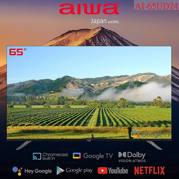 AIWA 愛華 65吋4K HDR Google TV認證 智慧聯網液晶顯示器 AI-65UD24 (含基本安裝)