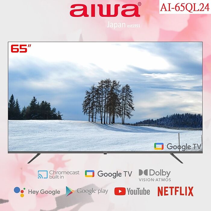 AIWA 愛華 65吋4K HDR Google TV QLED量子點智慧聯網液晶顯示器 AI-65QL24 (含基本安裝)