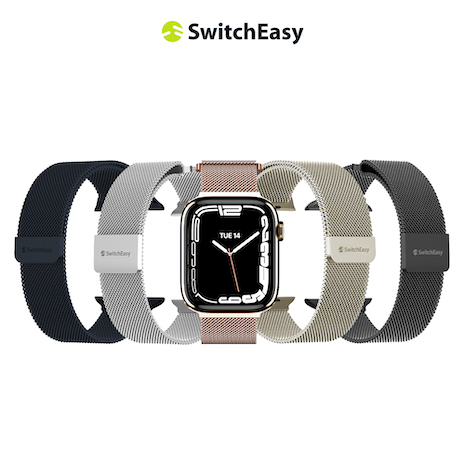 魚骨牌 SwitchEasy Apple Watch Ultra2/Ultra/9/8/7/6/5/4/3/SE Mesh 不鏽鋼米蘭磁扣錶帶38/40/41-午夜色