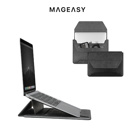 MAGEASY MacBook 13/14吋 Ergostand 支架筆電收納包(通用最新M3晶片)石墨黑