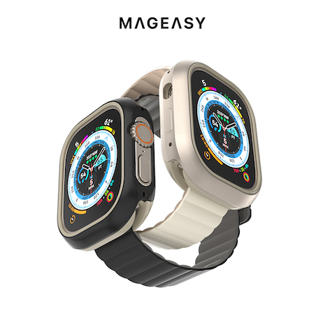 MAGEASY Apple Watch 9/8/7 Odyssey 手錶保護殼 49mm (通用最新 Ultra 2)黑色