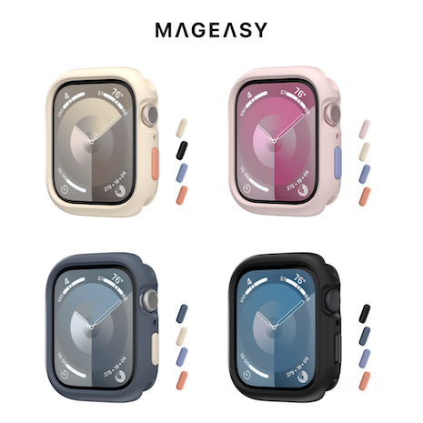 MAGEASY Apple Watch 44/45mm Skin 防摔保護殼(通用最新9代)星光白