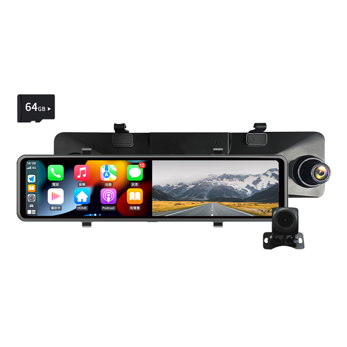 【PHILO百貨狂歡節】Philo 飛樂CarPlay/Android Auto 4K高畫質 雙鏡頭行車紀錄器 電子後視鏡 CAP66【贈64G記憶卡】
