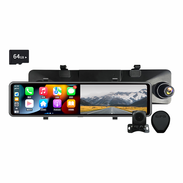 【滿額月月抽筋膜槍】 Philo 飛樂 CarPlay/Android Auto 4K高畫質 雙鏡頭行車紀錄器 電子後視鏡 CAP66+GPS+64G