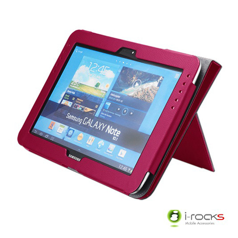 i-rocks Galaxy Note 10.1專用皮革保護皮套(桃粉)