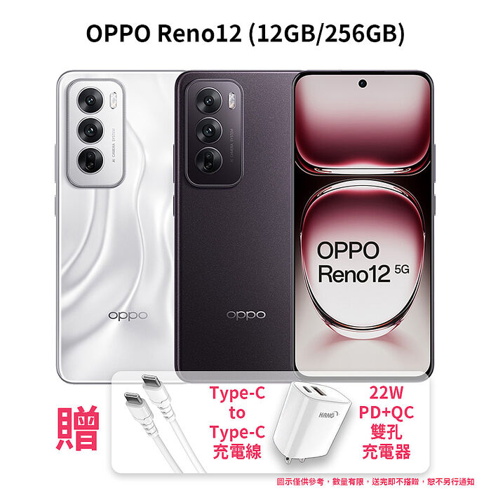 【贈TC線+22W雙孔充電器】OPPO Reno 12 (12GB/256GB)霧棕色