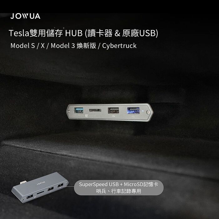 【JOWUA】TESLA Model S X Tesla雙用儲存HUB (讀卡器 & 原廠 USB) 行車紀錄器專用儲存裝置