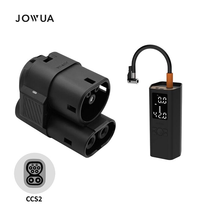【JOWUA】CCS2快充禮包(CCS1 to CCS2直流轉接頭+100W雙快充打氣機)