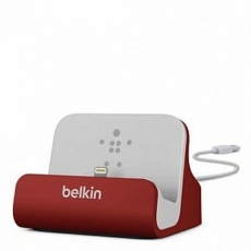 【Apple認證】Belkin Charge Dock 鋁質 傳輸 充電底座 iPhone 6Plus/6/5S / 5C / 5 紅色