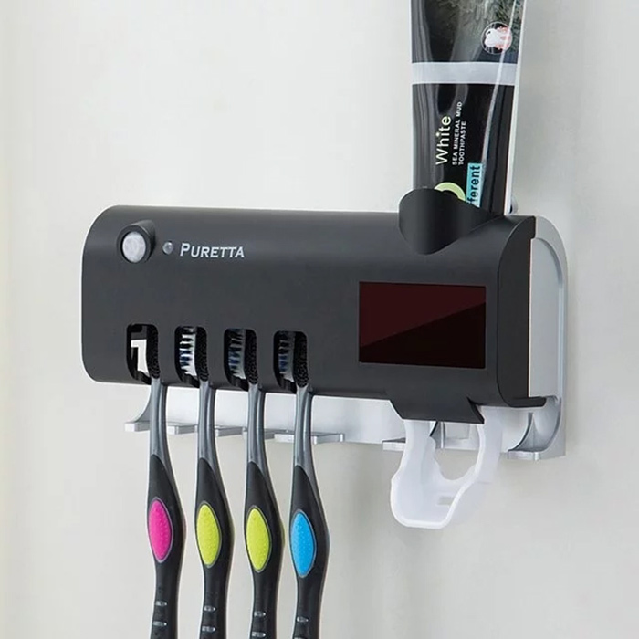 美國PURETTA 第三代 太陽能充電 紫外線消毒 牙刷收納架
