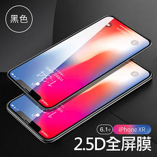 APPLE iPhone XR 6.1吋 2.5D全覆蓋 防塵9H玻璃貼 黑色 (AHEAD)